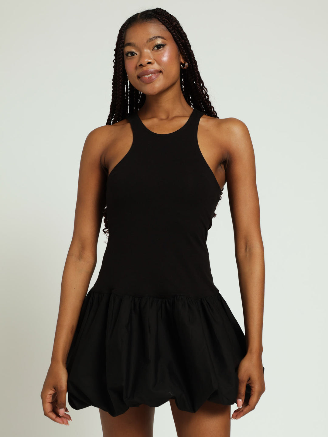 Balloon Hem Dress - Black