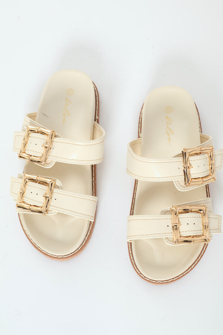 Bamboo Buckle Detail Sandal - Off White