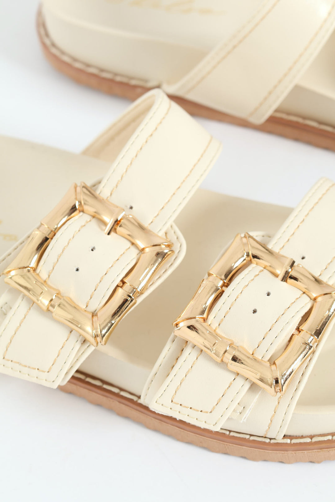 Bamboo Buckle Detail Sandal - Off White