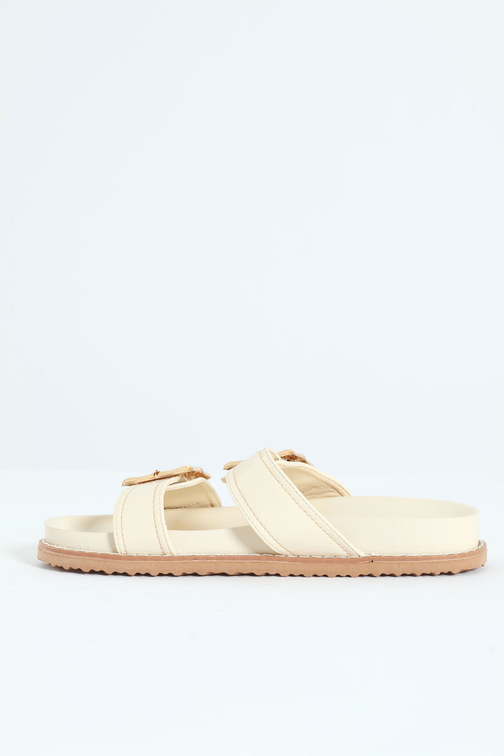 Bamboo Buckle Detail Sandal - Off White