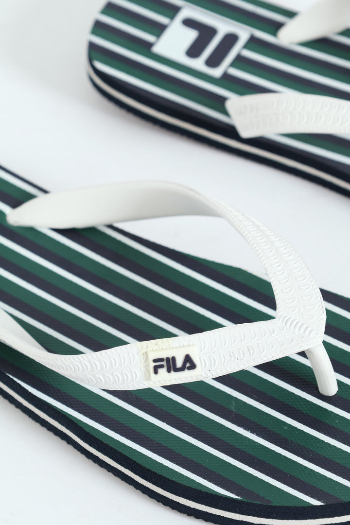 Noah Striped Print Flip Flop - Green