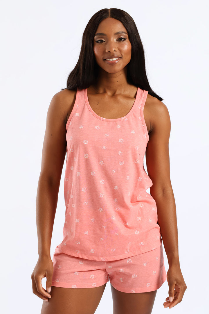 Sun Knit Short Set - Salmon