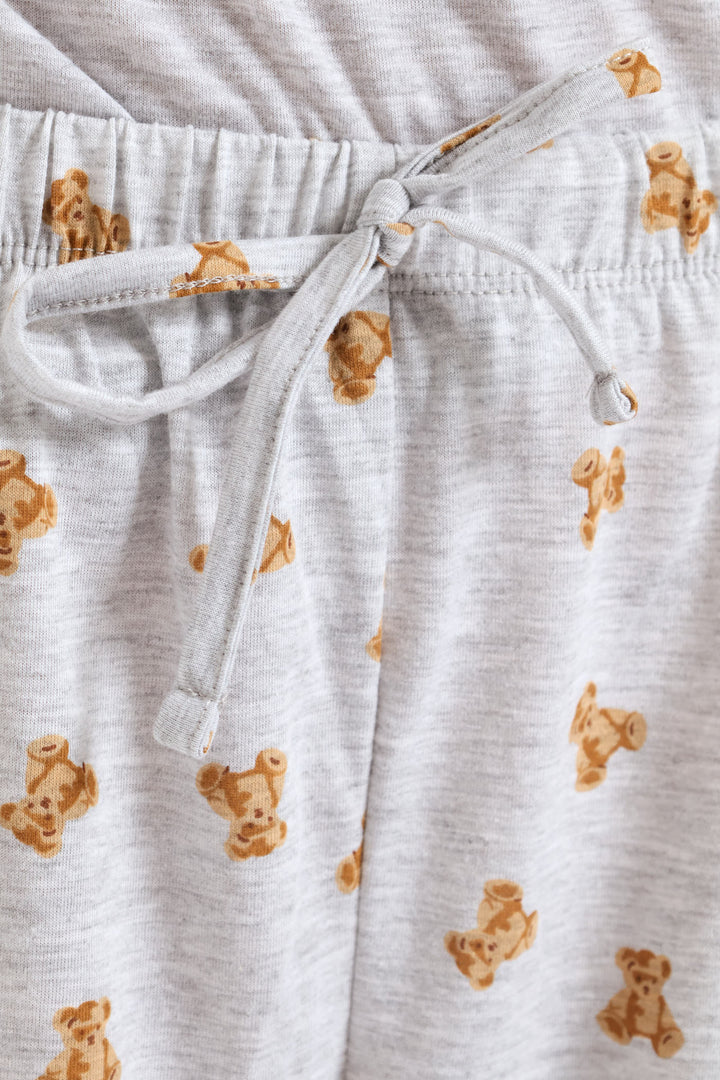 Bear Knit Capri Pants PJ Set - Grey Melange