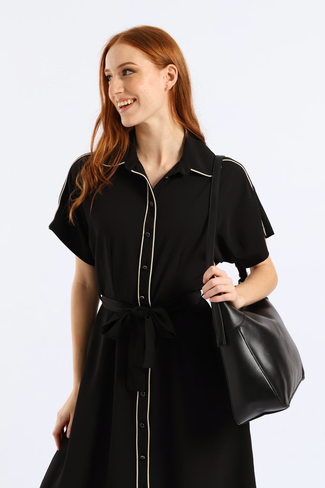 Buckle Detail Shoulder Bag - Black