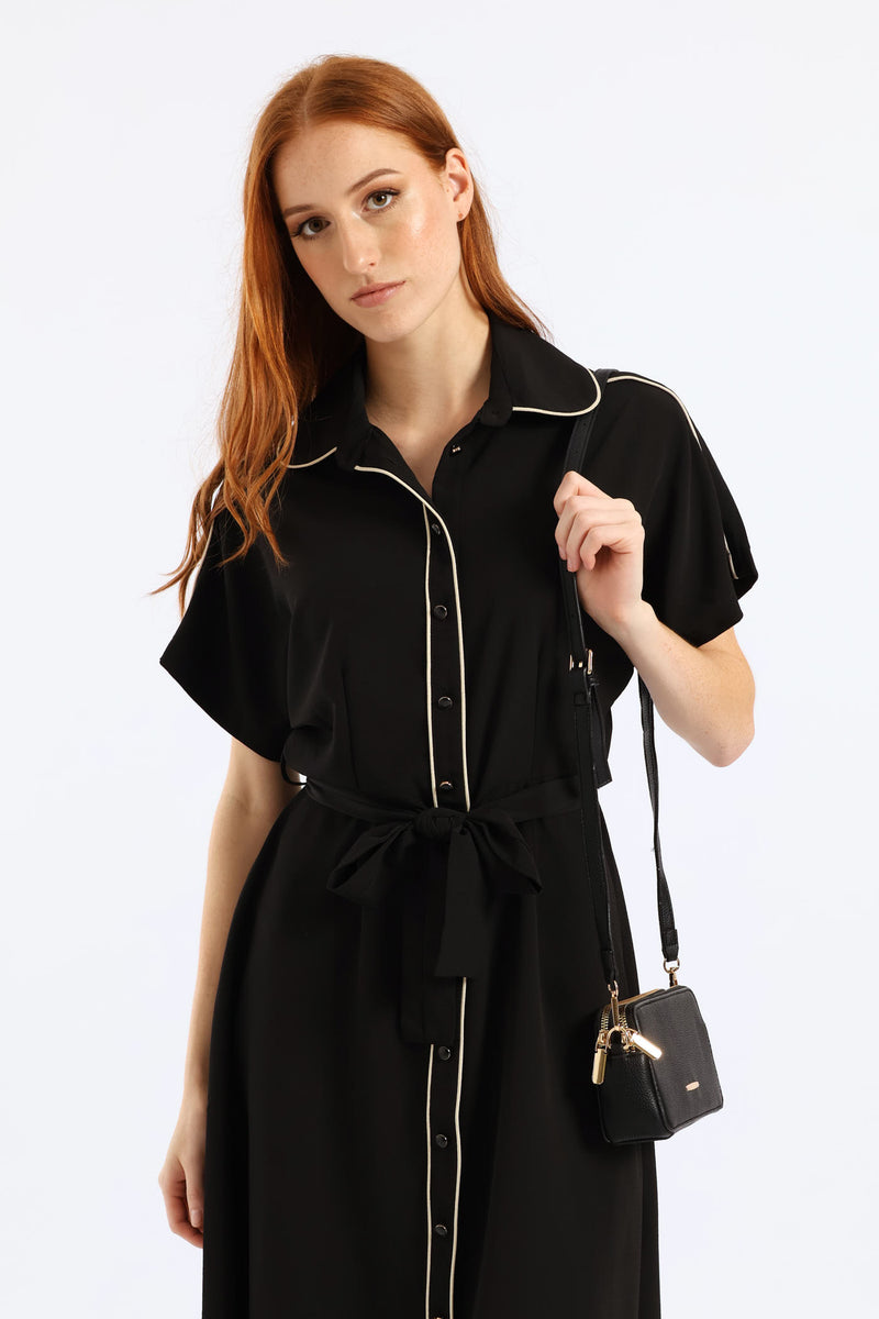 Double Top Zip Camera Bag - Black