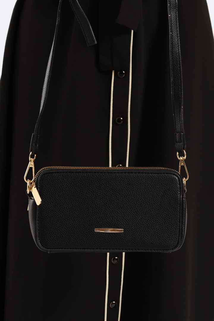 Double Top Zip Camera Bag - Black