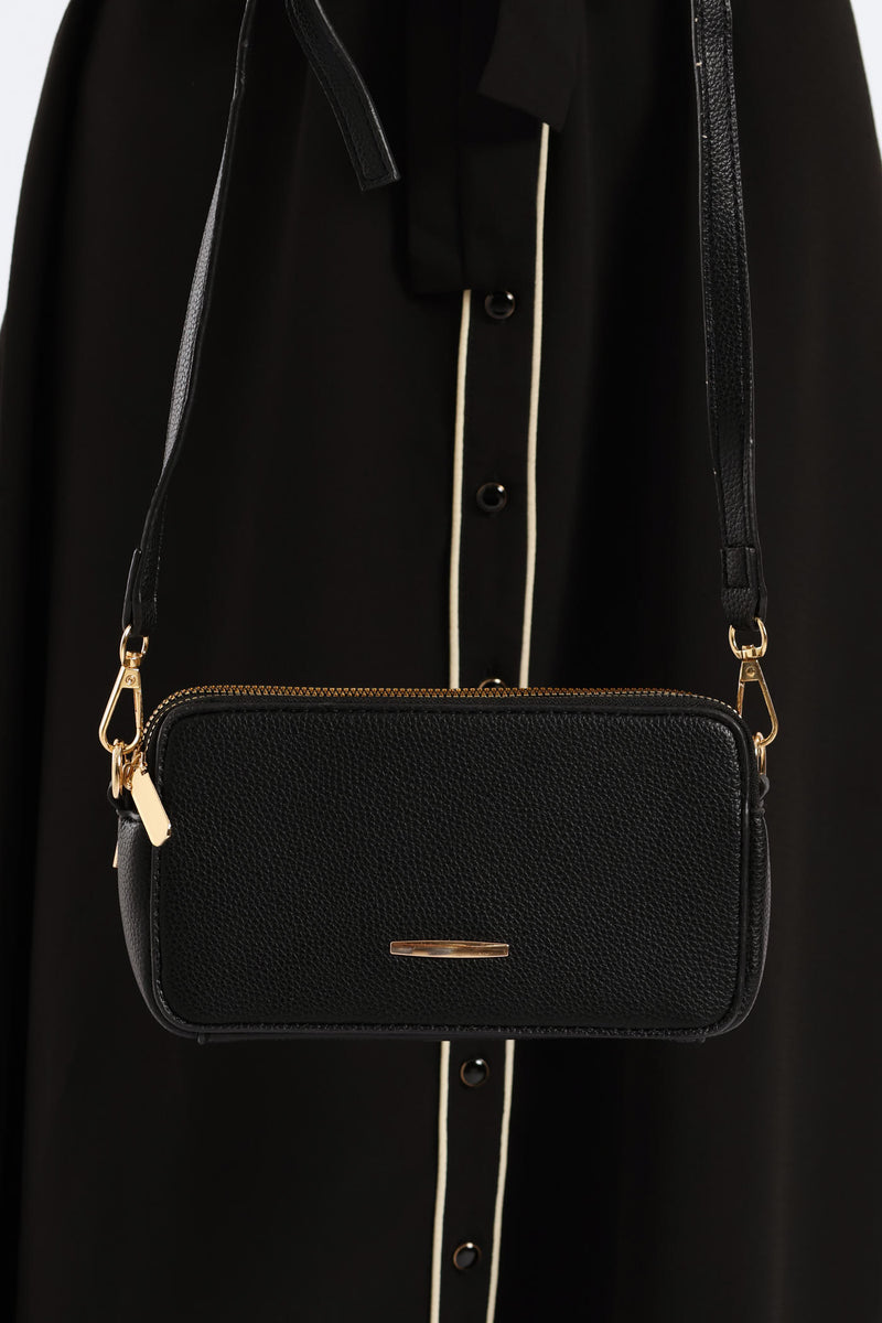 Double Top Zip Camera Bag - Black