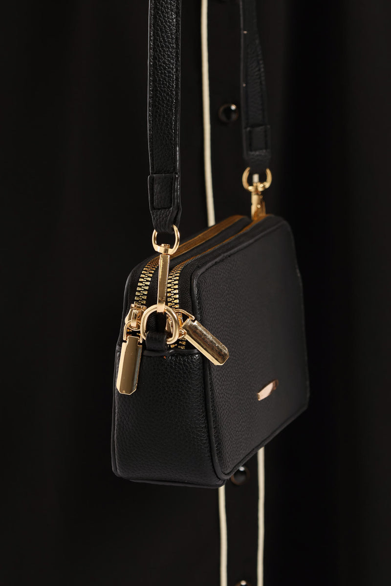 Double Top Zip Camera Bag - Black