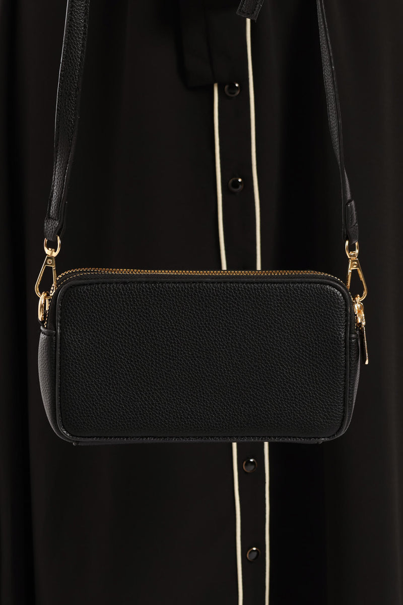 Double Top Zip Camera Bag - Black