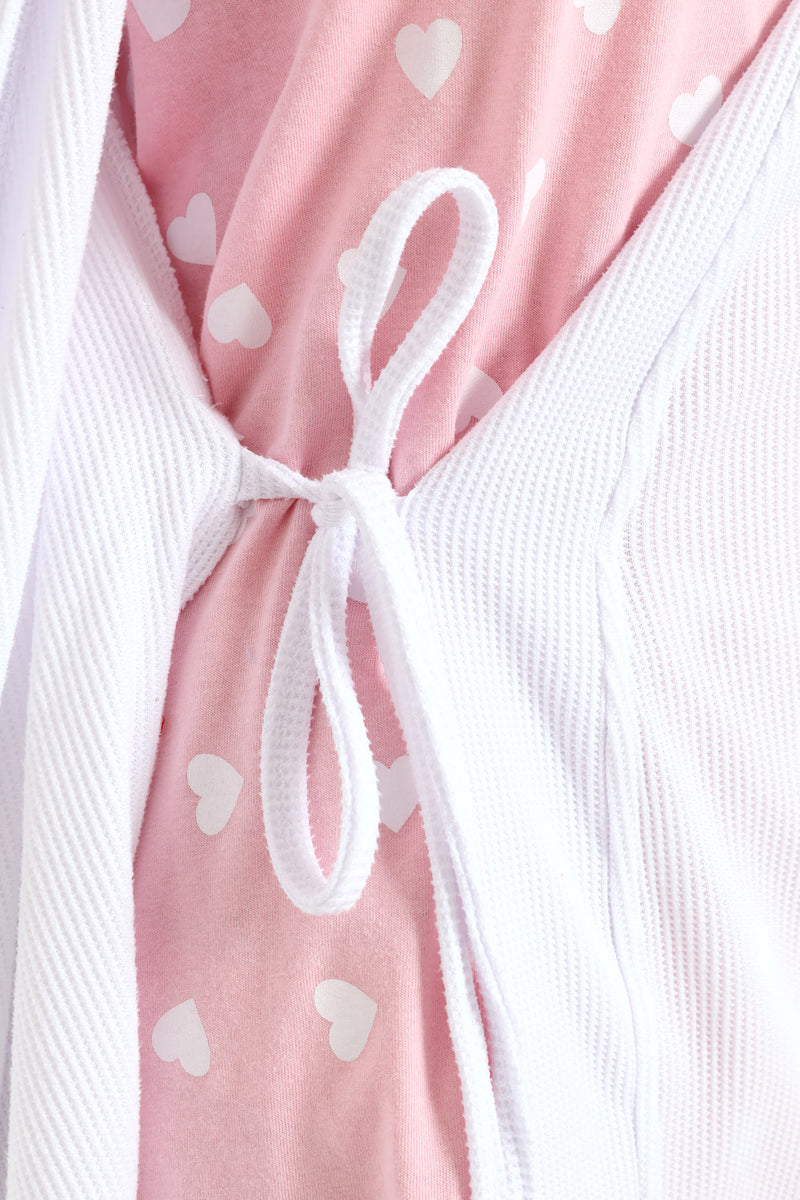 Waffle Knit Gown - White