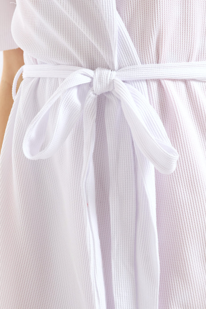 Waffle Knit Gown - White