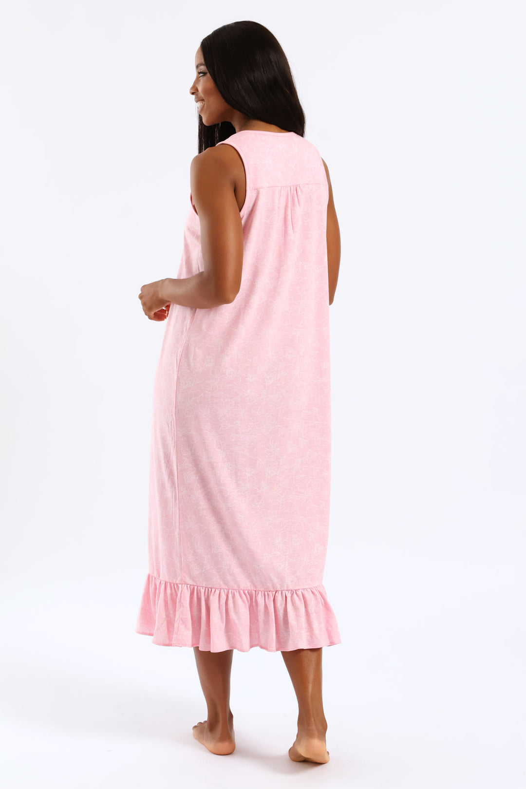 Floral Line Knit Sleepshirt - Pink