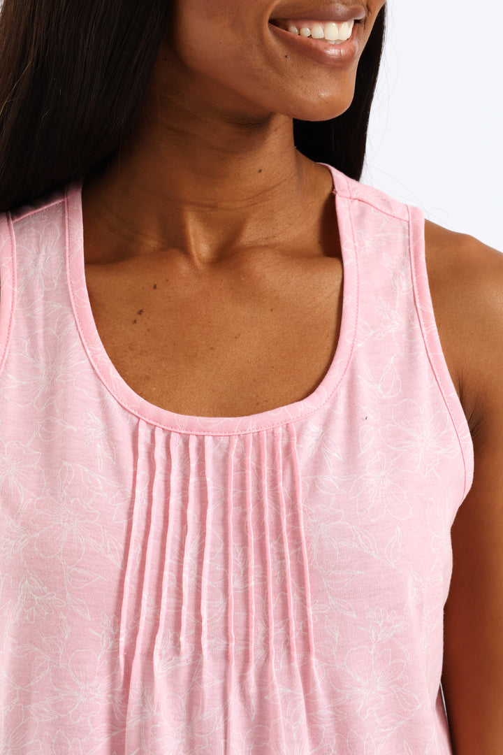 Floral Line Knit Sleepshirt - Pink