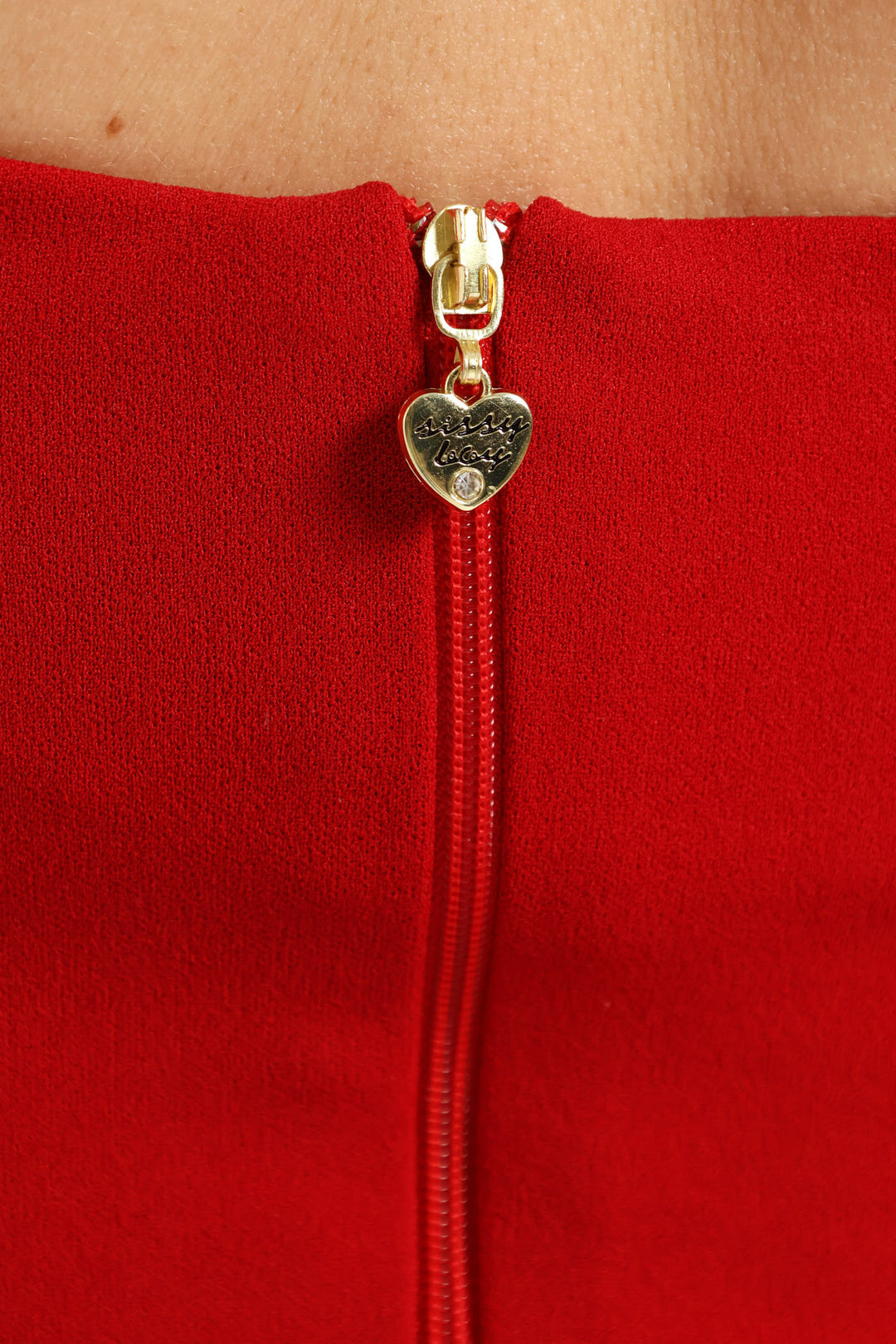 Straight Neckline Bow Detail Mini Dress - Red