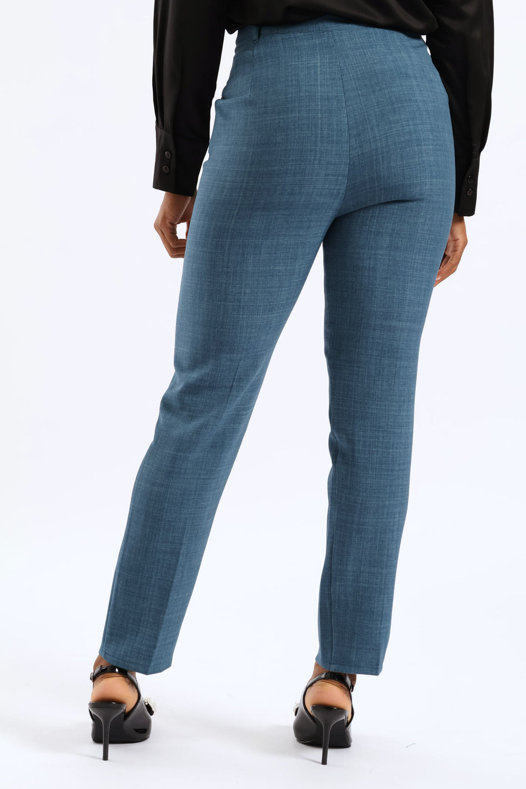 Covered Button Linen Blend Tapered Leg Pant - Teal