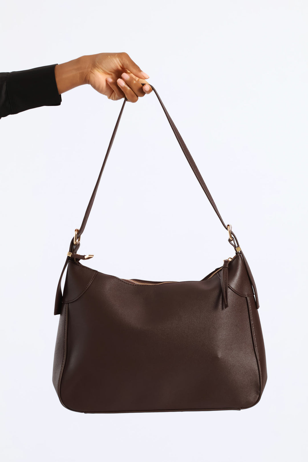 Buckle Detail Shoulder Bag - Chocolate