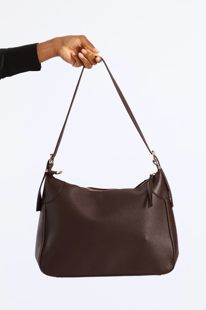 Buckle Detail Shoulder Bag - Chocolate