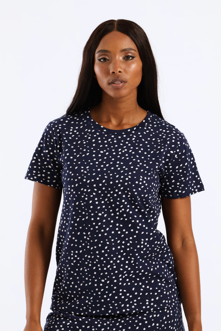 Spots Sleep Tee - Navy/White