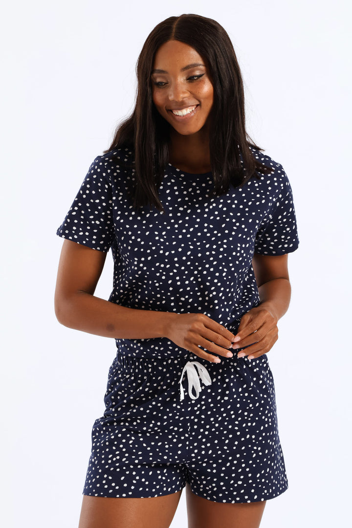 Spots Sleep Short - Navy/White