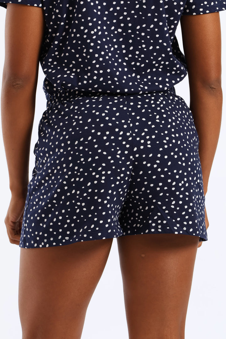 Spots Sleep Short - Navy/White