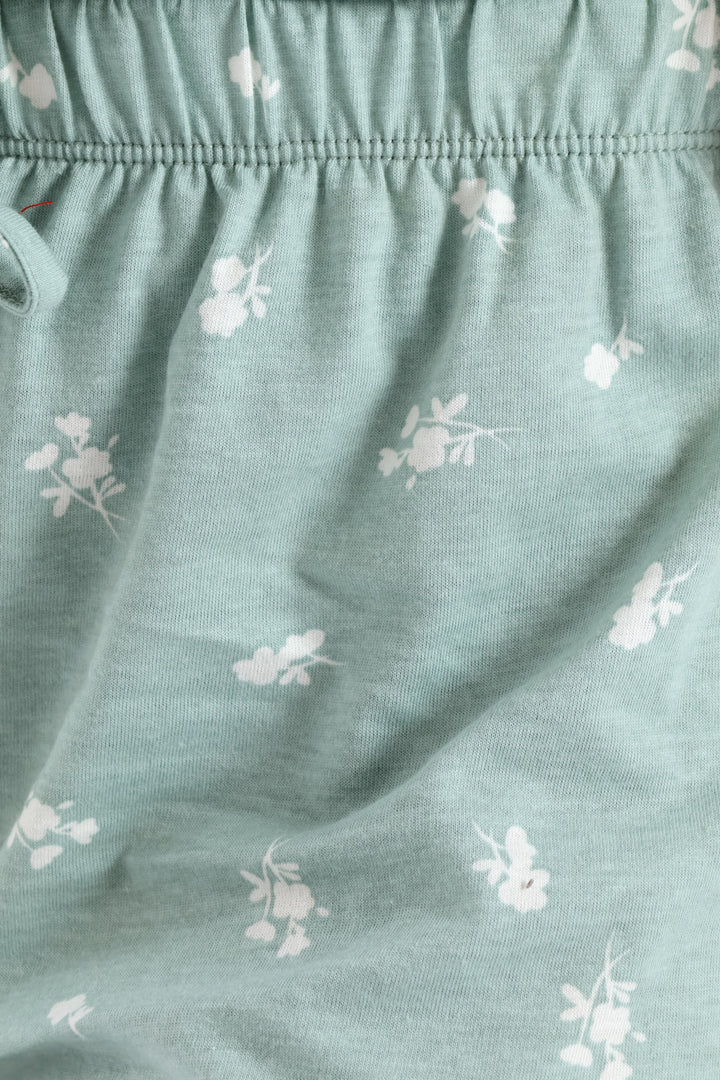 Ditsy Knit Short Set - Duck Egg