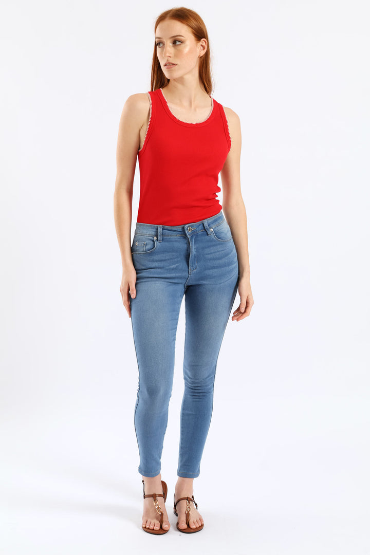 Push Up High Waist Skinny Denim - Light Wash