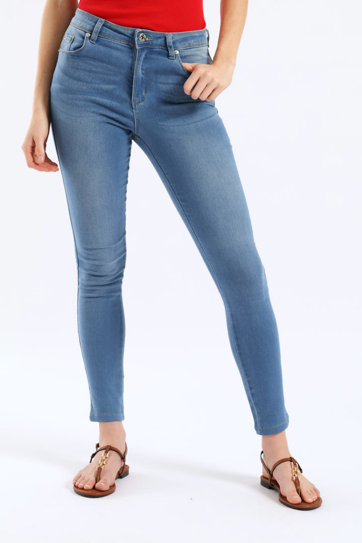 Push Up High Waist Skinny Denim - Light Wash