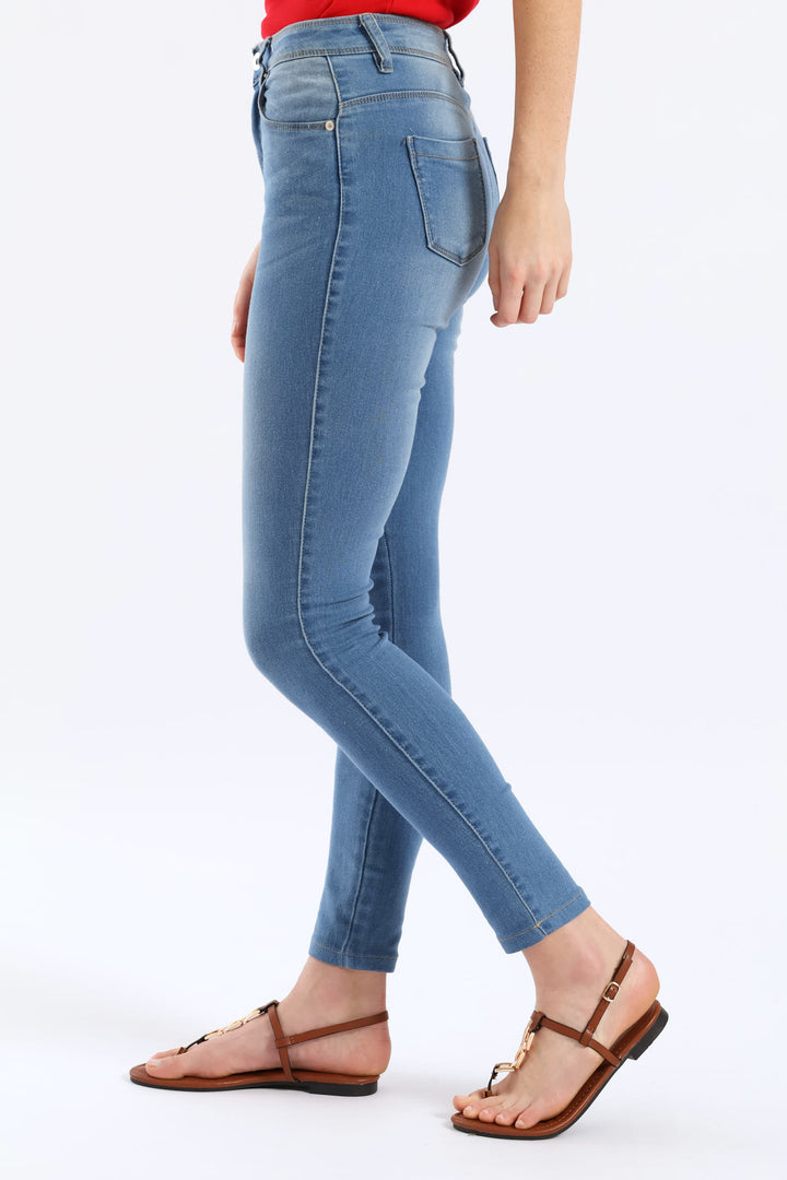 Push Up High Waist Skinny Denim - Light Wash