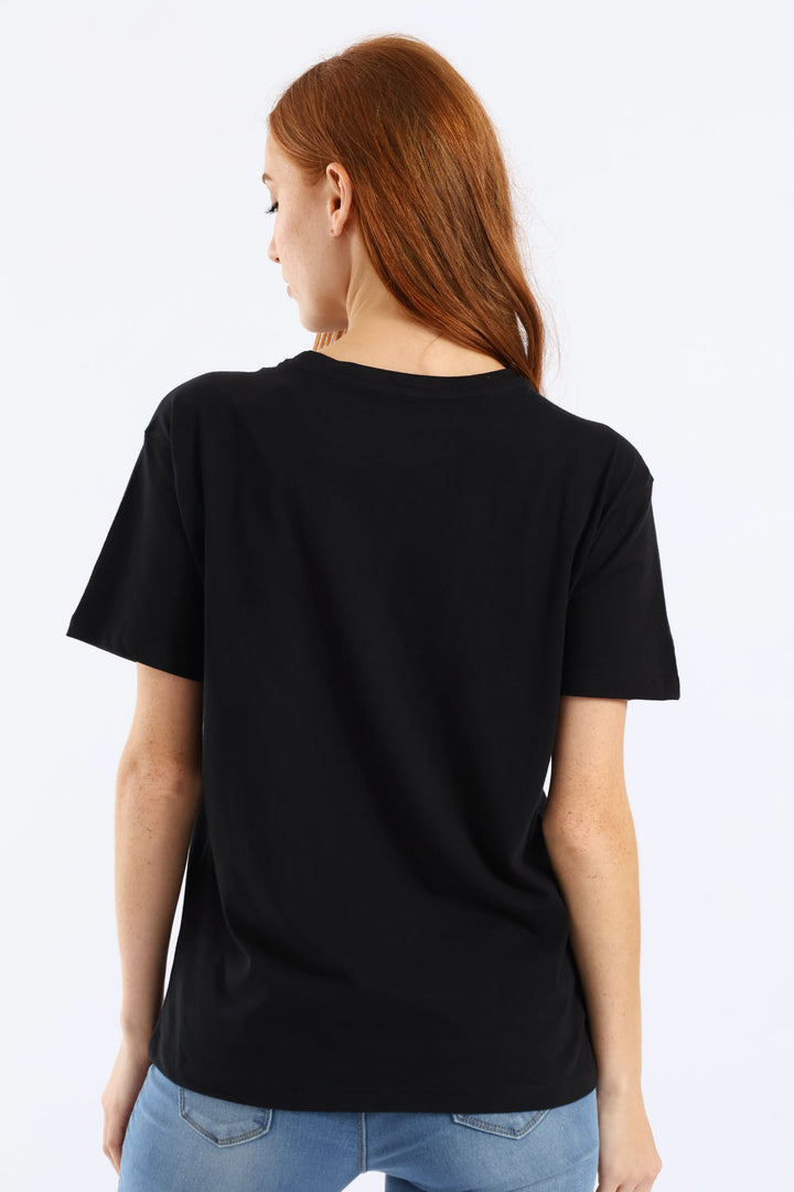 Animal Print Hearts Tee - Black