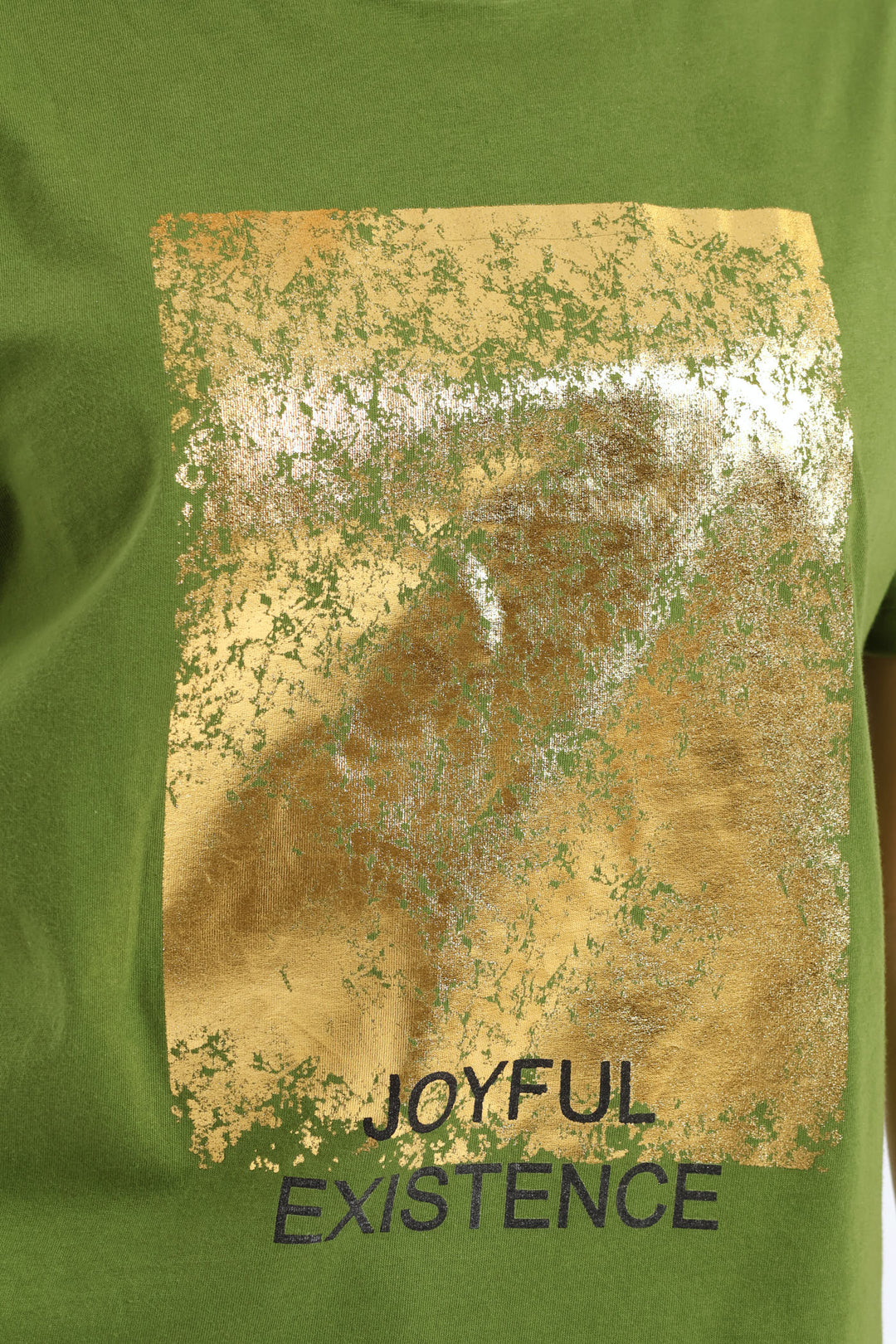 Joyful Existence Foil Square Tee - Deep Chartreuse