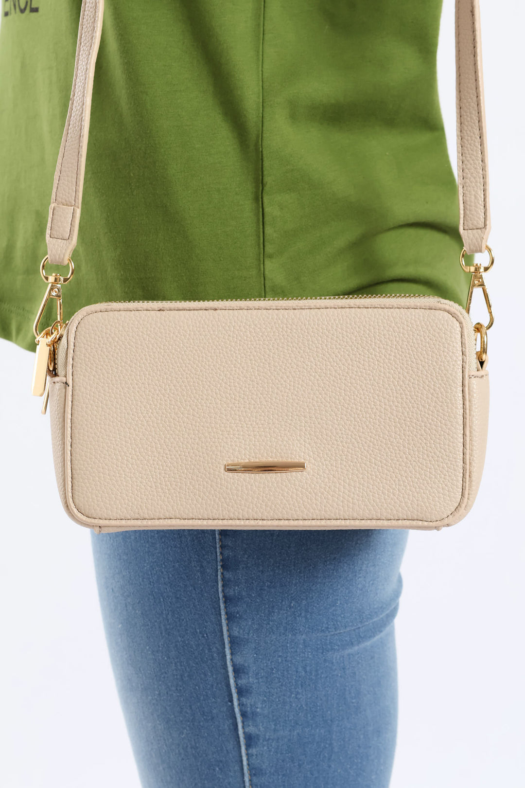 Double Top Zip Camera Bag - Stone