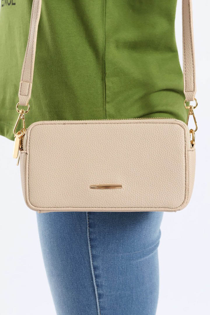 Double Top Zip Camera Bag - Stone