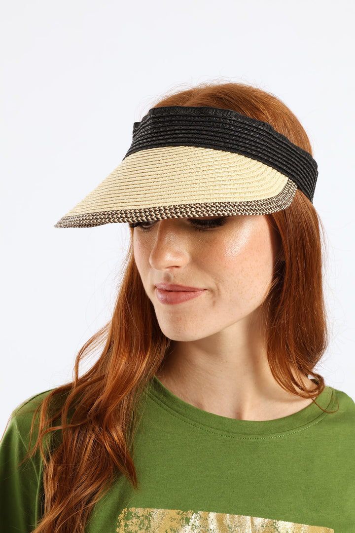 Colour Block Velcro Visor - Cream