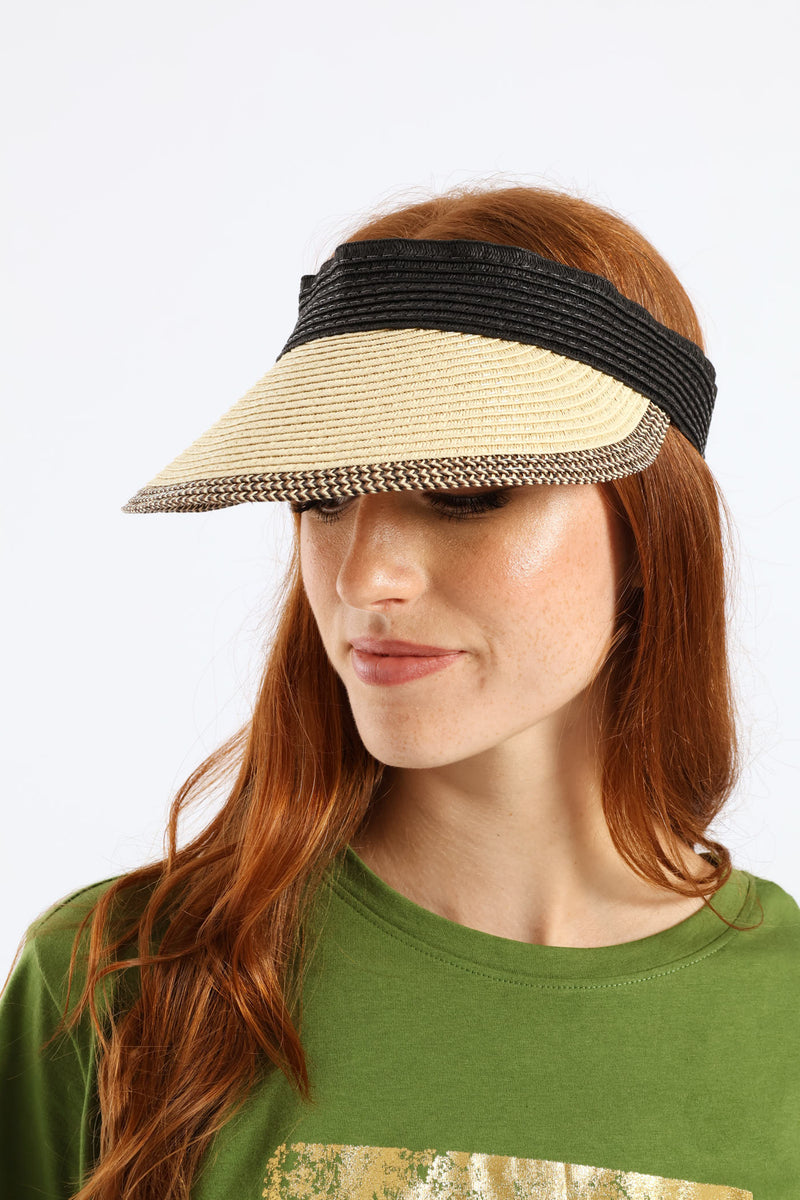 Colour Block Velcro Visor - Cream