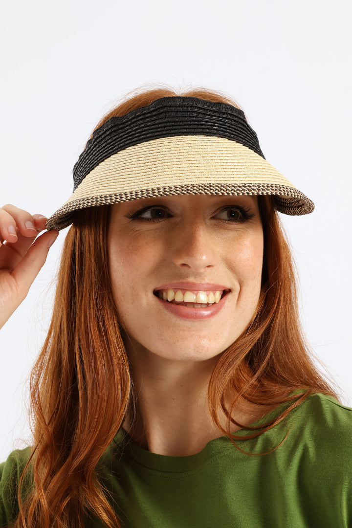 Colour Block Velcro Visor - Cream