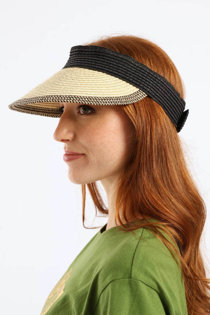 Colour Block Velcro Visor - Cream