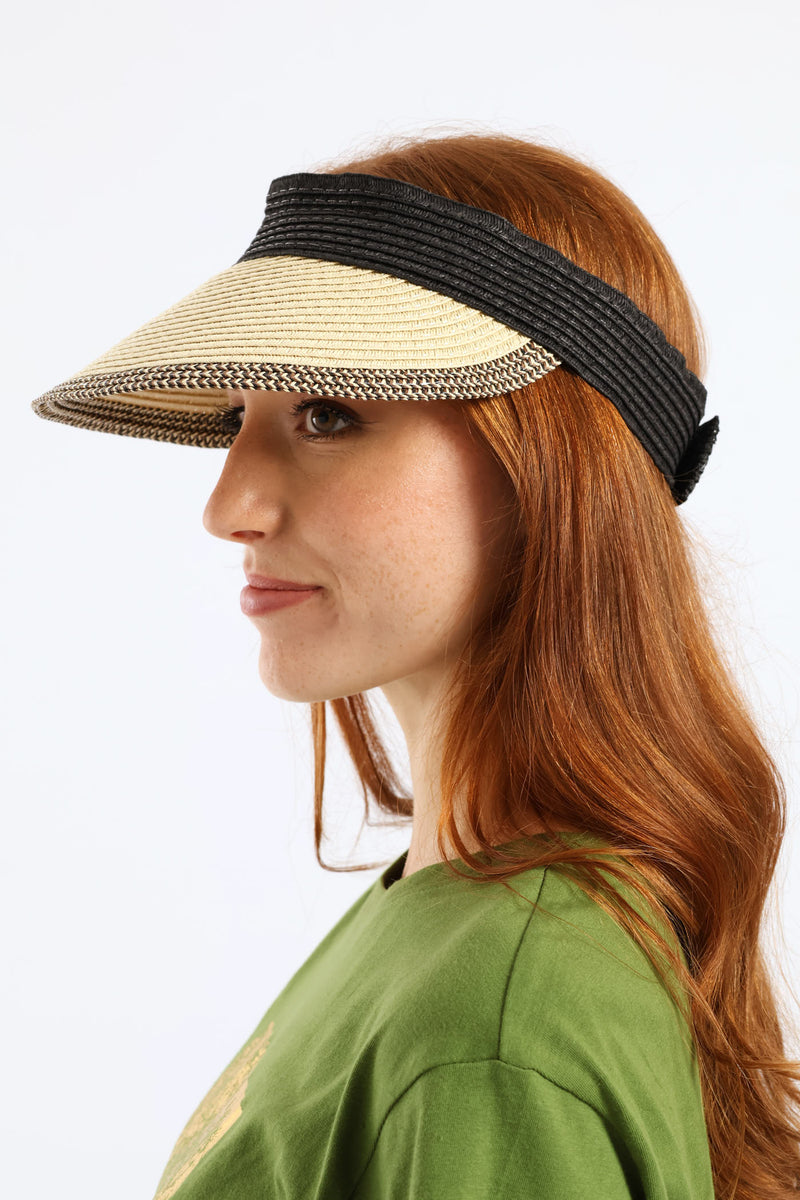 Colour Block Velcro Visor - Cream