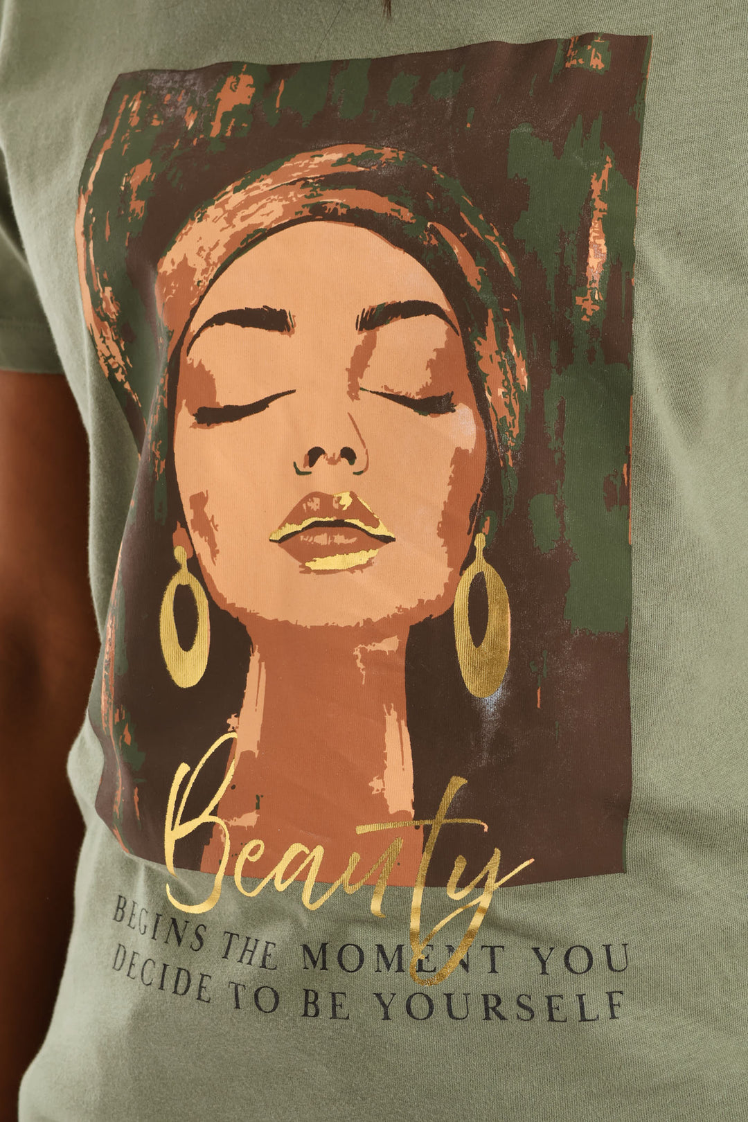 Beautiful Woman Foil Tee - Sage