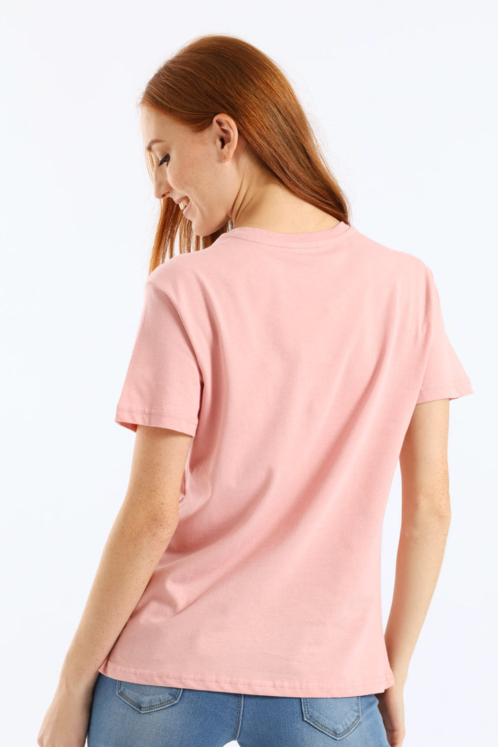 Abstract Foil Brushstrokes Tee - Dusty Pink