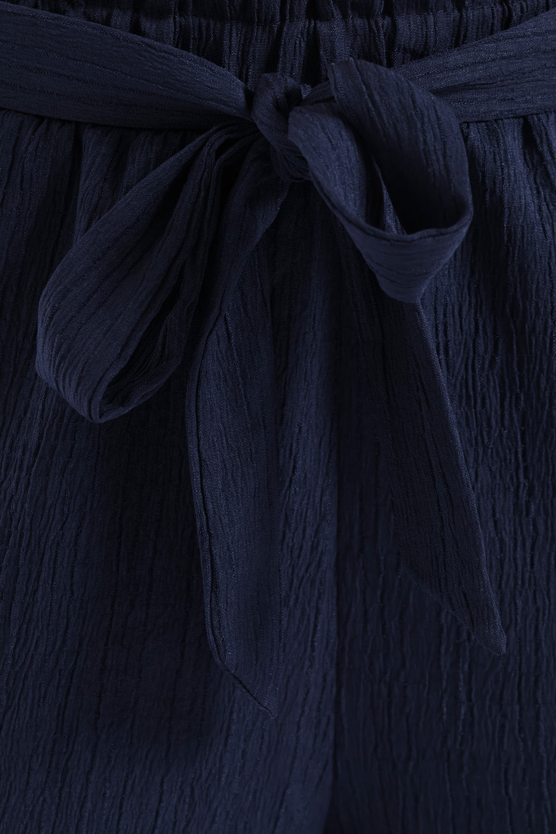 Belted Elasticated Mid Thigh Shorts - Navy