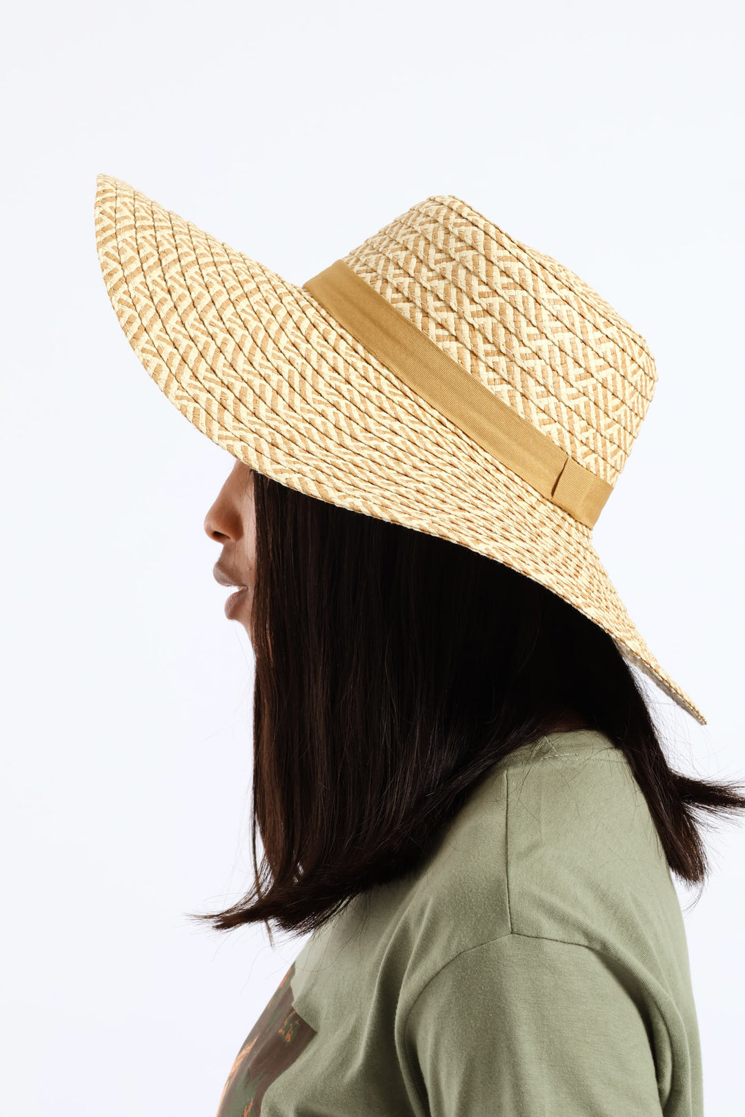 Wide Brim Dual Tone Straw Hat - Multi