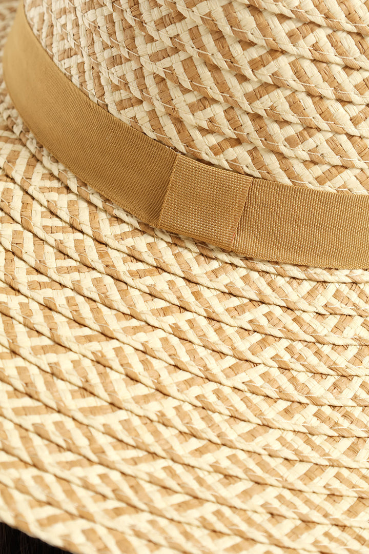 Wide Brim Dual Tone Straw Hat - Multi