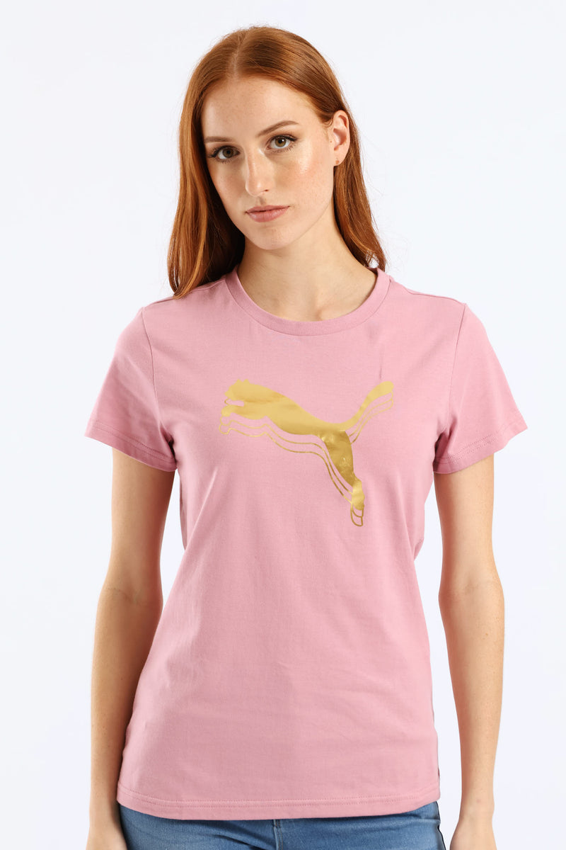 Essential Metallic Tee - Mid Pink