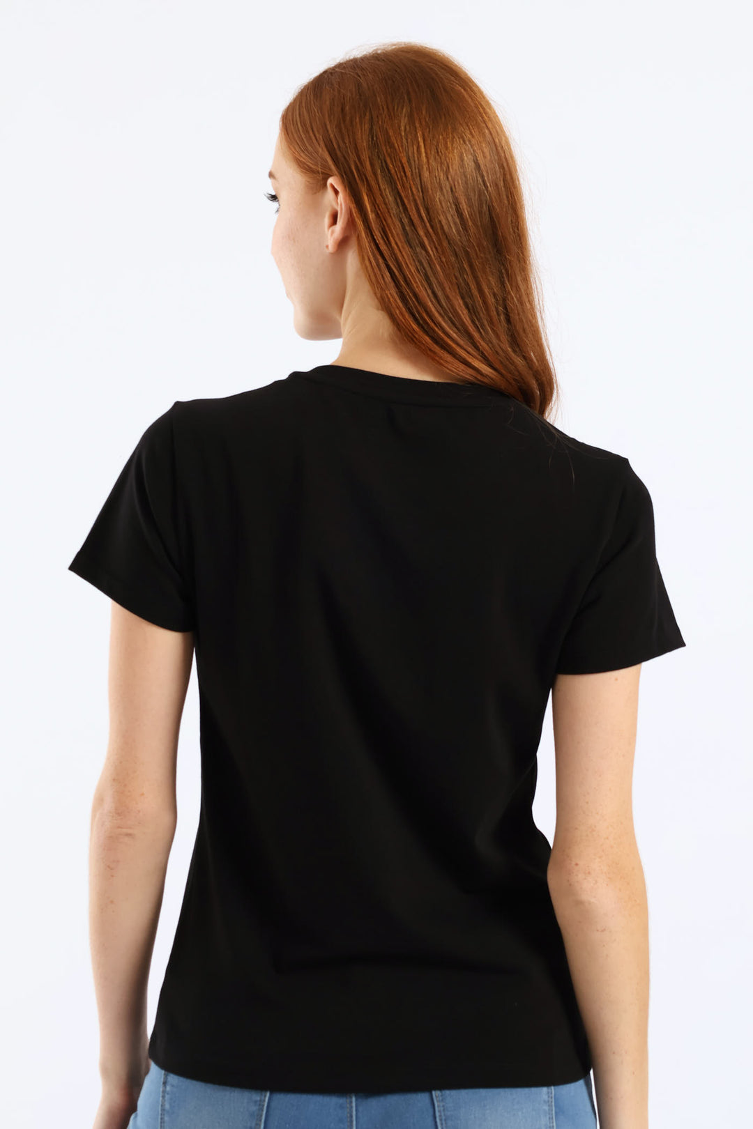 Transfer Heart And Embroidered Regular T-Shirt - Black