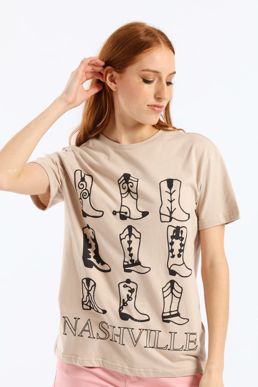 Nashville Boots Tee - Cement Grey