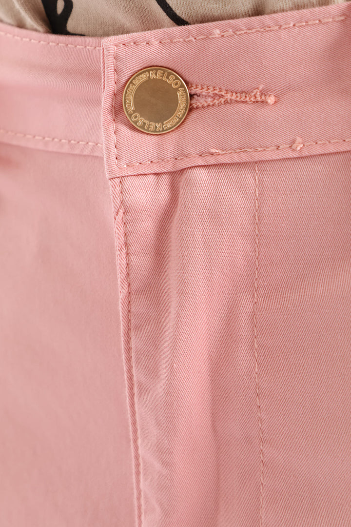 Stretch Sateen Mid Thigh Chino Short - Pink