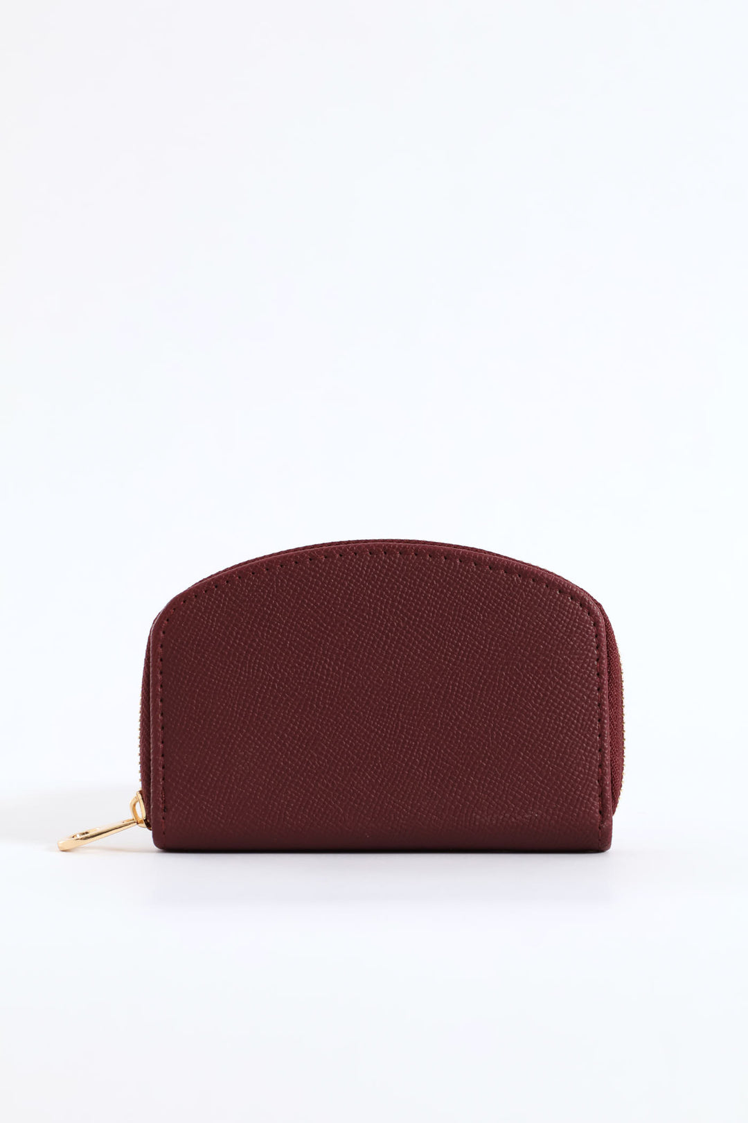 Curved Zip Around Purse - Burgundy