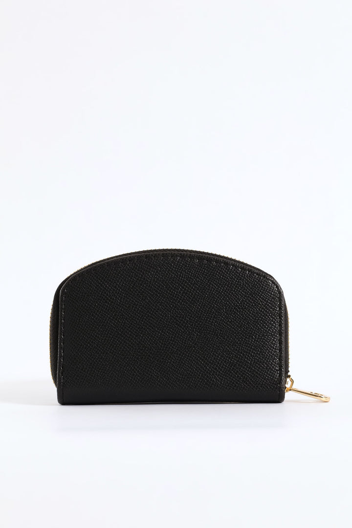 Curved Zip Around Purse - Black