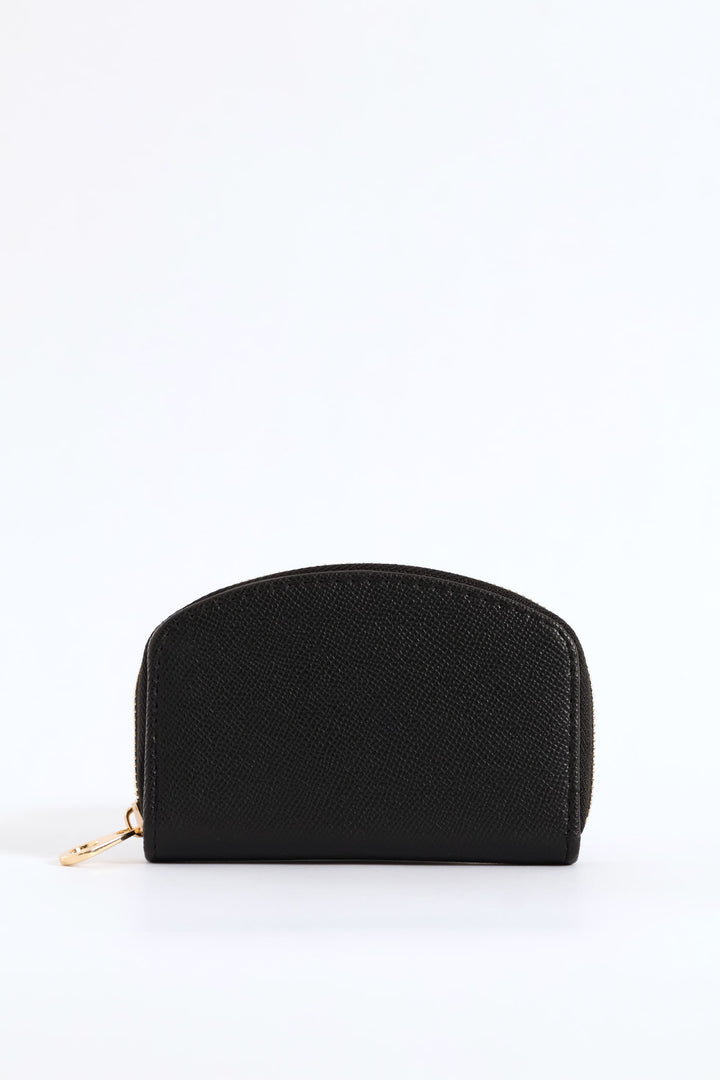 Curved Zip Around Purse - Black