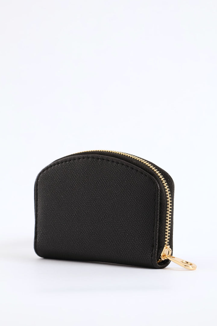 Curved Zip Around Purse - Black